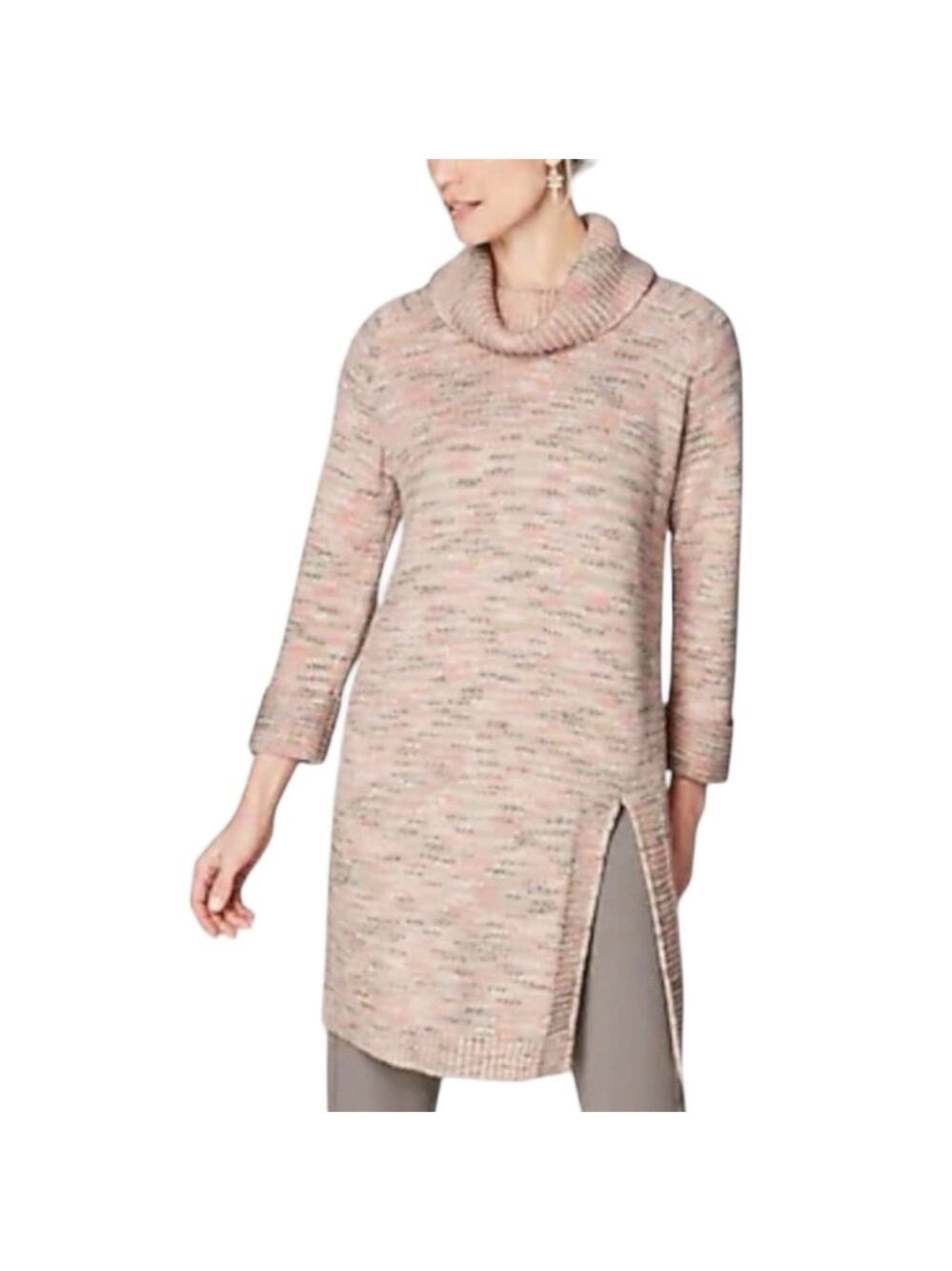 PURE JILL J. Jill pink multicolor cowl neck tunic sweater dress large